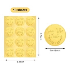 Save the Date Stickers,120pcs Matte Gold Embossed Envelope Seals for Wedding …