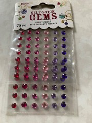 DARICE SELF-STICK GEMS TWO SHEETS GEMSTONE MULTI-COLOR DOTS 7MM MIXED ROUNDS 78P