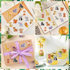 1200 Pcs Safari Animal Stickers Roll 1.5″ Cartoon Jungle Animal Sticker Labels 1