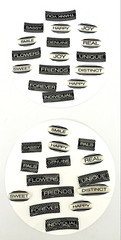 Lot 3 Partial Packs Epoxy Stickers Black White Letters Words Flowers Horizon