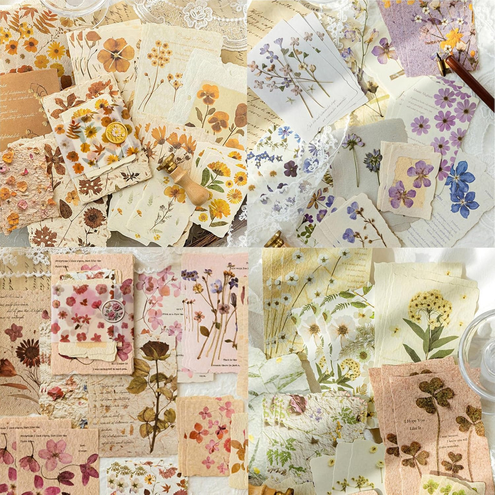 120 Sheets Vintage Floral Scrapbook Papers Journaling Scrapbooking Supplies Kit
