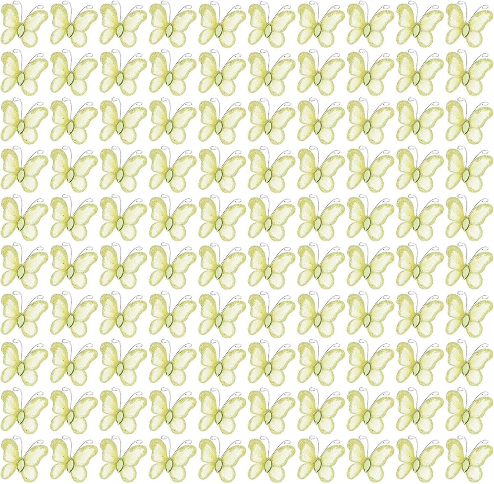 PATIKIL 100Pcs Butterflies for Crafts, 1.2″ Mesh Wire Glitter Yellow