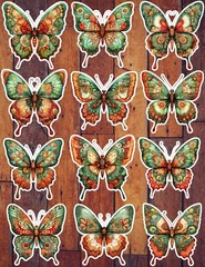 Earth Tone Butterfly Die Cut Vinyl Stickers Set Scrapbooking Laptop Waterbottle