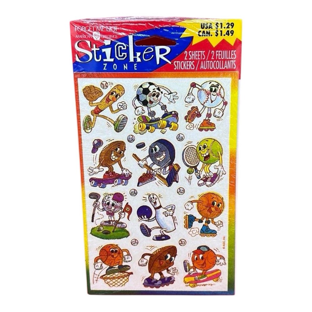 NOS vintage American Greetings forget me not silly sports stickers sealed