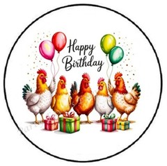 HAPPY BIRTHDAY CHICKENS ENVELOPE SEALS LABELS STICKERS PARTY FAVORS