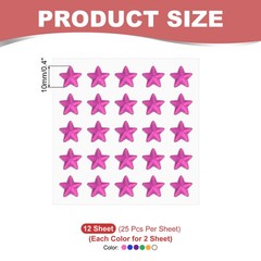 12 Sheet Star Gem Stickers 10mm, Self Adhesive Rhinestone Jewel Sticker 6 Colors