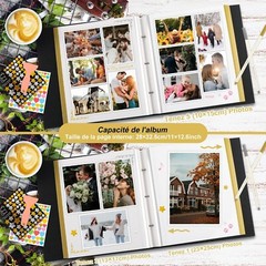 Extra Large Self-Adhesive Photo Album – Easy Magnetic Pages – 80 Pages, Black