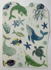 SEA CREATURE Mylar Sticker (22pc)Dolphin•Turtle•Fish•Whale •Starfish•Card Making