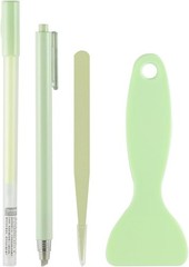 4 PCS Scrapbooking Tools Set with Sticker Tweezers Glue Pen, Shovel, and Ceramic
