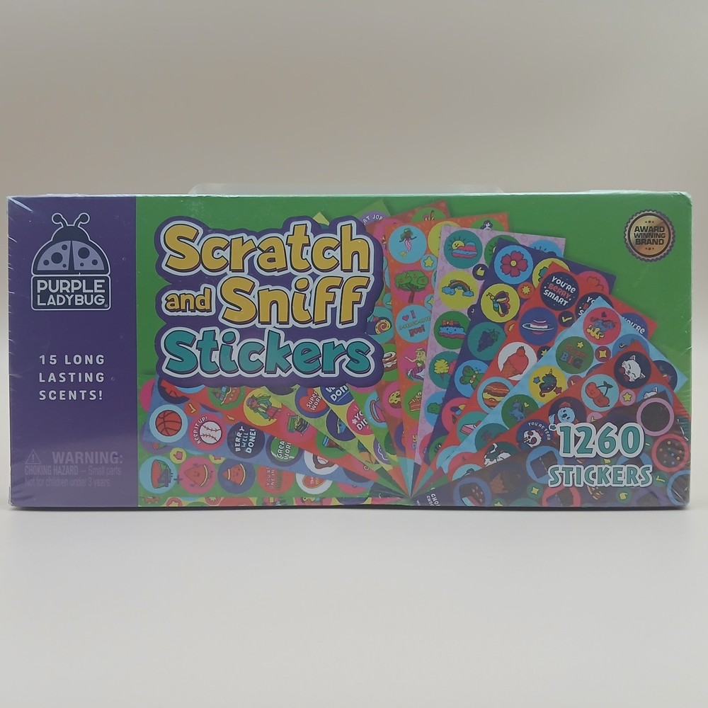 1260 Scratch & Sniff Stickers – 45 Sheets – Purple Ladybug – Multi-Scent Fun