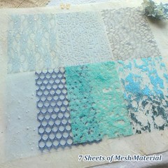 Blue A5 Craft A5 Textured Scrapbook Paper & Mesh Fabric Set – Handmade Craft