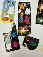 Vintage Lisa Frank Halloween Unicorn Skeletons Pumpkins Kittens Stickers Lot