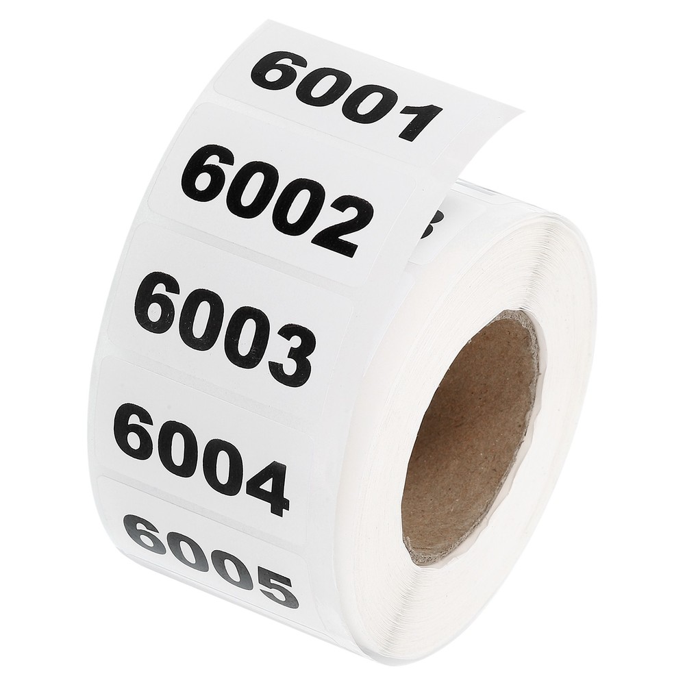 1 Roll Inventory Number Sticker 1.6×0.8″ 6001-7000 Consecutive Number Sticker