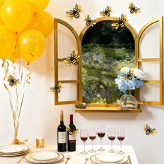 24Pcs 3D Bee Decorations Sticker, with Sticky dot, Double Layer