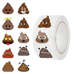 500PCS Poop Stickers 10 Styles Sticker Rolls Funny Meme Stickers Poop Party F…