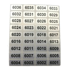 Black on Silver Labels, Consecutive Sequential Numbering Stickers 1000