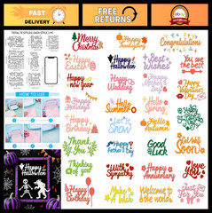 78pcs Holiday Word Die Cuts for Card Making, Birthday, Wedding, Halloween, DIY S