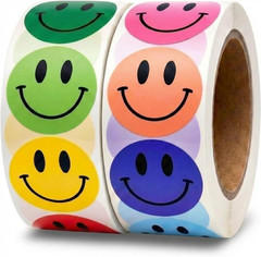 1000 Smiley Face Reward Stickers – 1 Inch round Multicolor Classroom Labels
