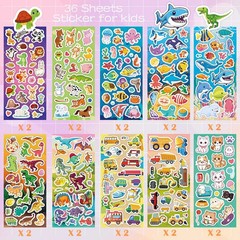 36 Sheets 800+ Vinyl Stickers for Kids Scrapbooking Animals Dinosaurs Fruits Car