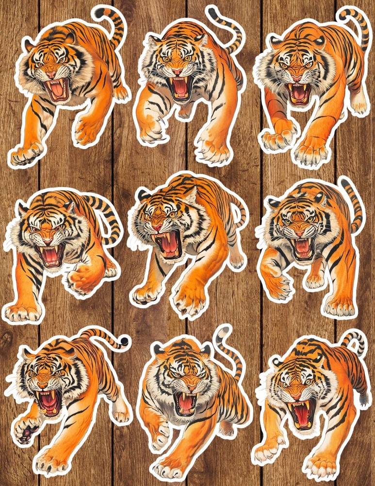 Angry Tiger Die Cut Vinyl Stickers Scrapbooking Laptop Waterbottle