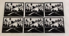 Christmas Die Cuts * Santa Village Scene * Set of 6 * Black or White Cardsotck