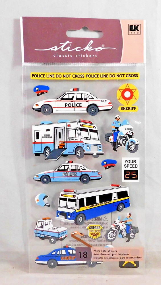Police Stickers Scrapbook Journal EK Success SPSG159 Sheriff Car Bus Motorcyle