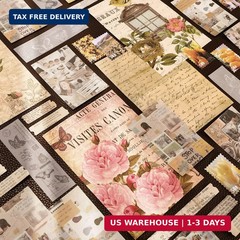 GNILLKO 300PCS Vintage Scrapbooking Supplies Scrapbook Paper Journaling Kit Aest