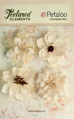 Burlap Flowers 4 x IVORY Approx 55-60mm across & varied centres Petaloo BUR C