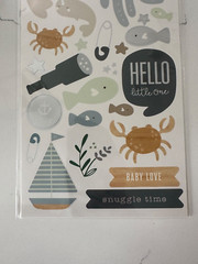 Pebbles Accent Stickers Baby Boy Sea Creature Boat Star Bottle 52PC Scrapbooking
