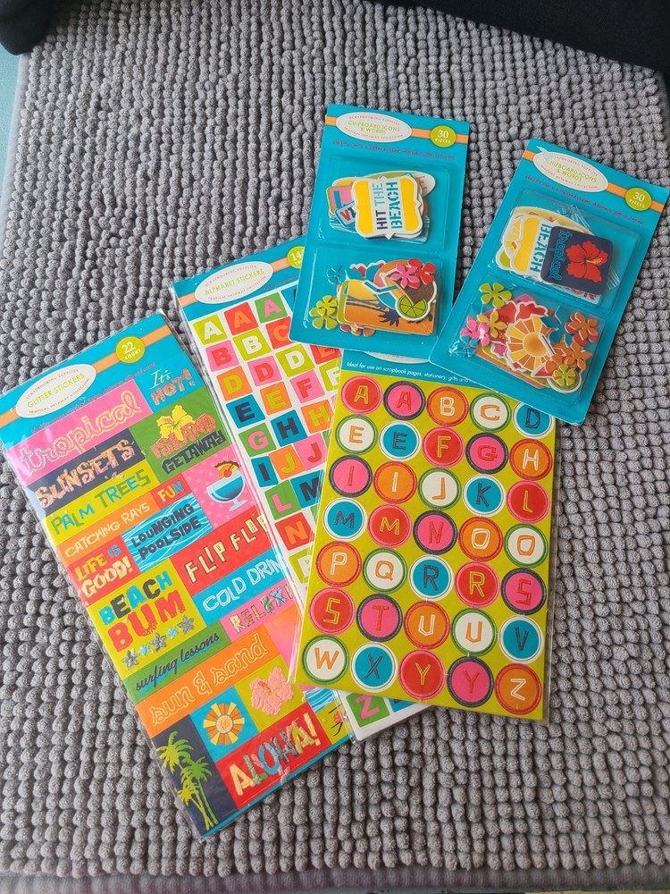 Tropical Beach Vacation Coordinating Scrapbook Stickers