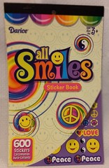 Vintage Darice 2009 Happy Smiley Face 600 Stickers Book*Retro Peace Love Designs
