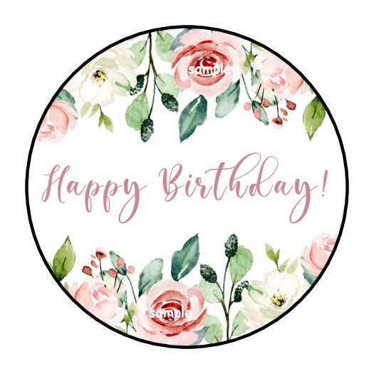 HAPPY BIRTHDAY ROSES ENVELOPE SEALS LABELS STICKERS 1.5″ ROUND (30) FLORAL