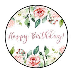 HAPPY BIRTHDAY ROSES ENVELOPE SEALS LABELS STICKERS 1.5″ ROUND (30) FLORAL