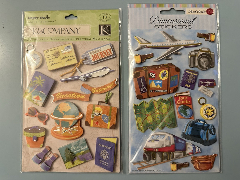 K&Company AND Dimensional – Happy Trails Passport Travel Scrapbooking Stickers