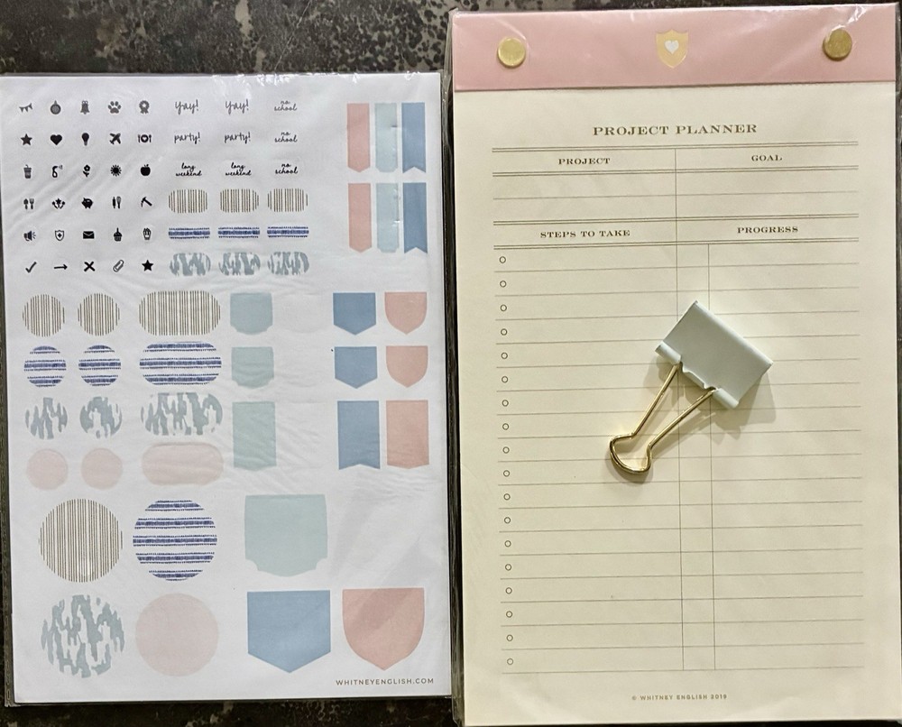 Whitney English Project Planner Notepad & Stickers