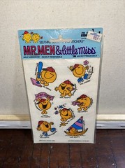 1971 SCRATCH N SNIFF MR. MEN AND LITTLE MISS STICKERS SEE THRU MARK 1 Mr. Happy