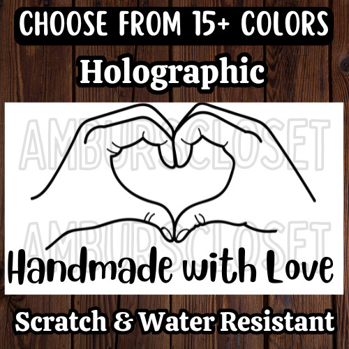 50 HANDMADE WITH LOVE STICKERS 2.25″ LABELS FEEDBACK THANK YOU SCRATCH RESISTANT