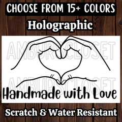 50 HANDMADE WITH LOVE STICKERS 2.25″ LABELS FEEDBACK THANK YOU SCRATCH RESISTANT