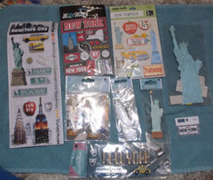 HUGE NEW LOT of 9 NEW YORK CITY THEME statue of liberty + scrapbooking stickers