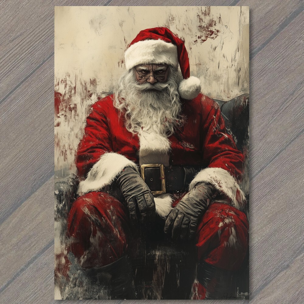 STICKER Horror Santa Christmas Art Snow Beard Red Suit Creepy Holiday Xmas