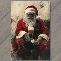 STICKER Horror Santa Christmas Art Snow Beard Red Suit Creepy Holiday Xmas