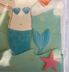 Meri Meri MERMAID Birthday Card ORANGE STRAW HAIR beautiful frameable BEACH ART!