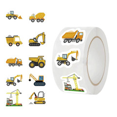 500pcs Construction Vehicle Sticker Roll Kids Reward Labels Toy Stickers – NEW