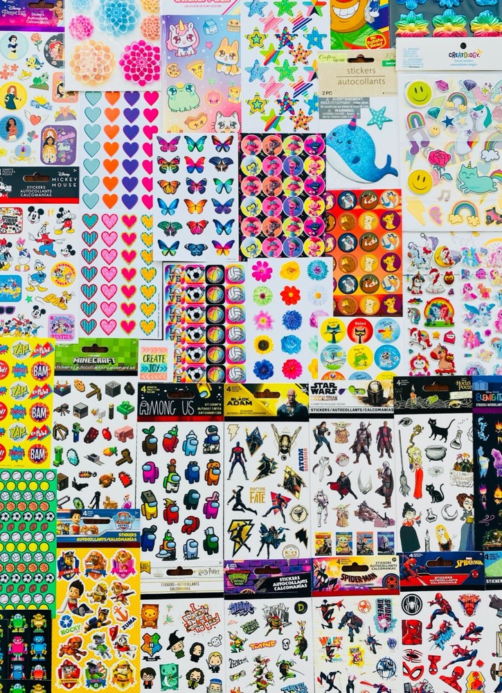 Huge Lot 595 Stickers | Trend Cartoon Kids Disney Characters TV movies Novelty