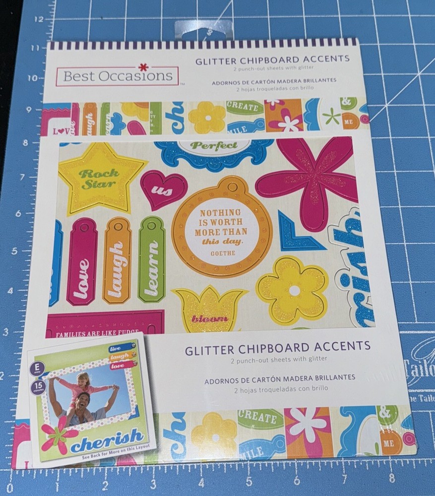 Best Occasions Glitter Chipboard Accents Scrapbook Punch Outs Sheets