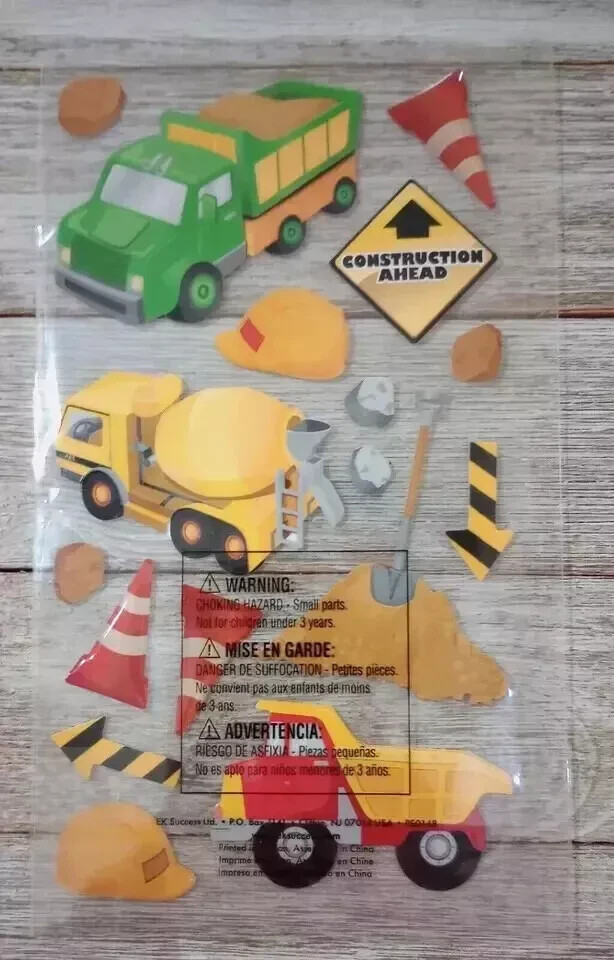construction dump truck fun stickers dimensional puffy open pack new