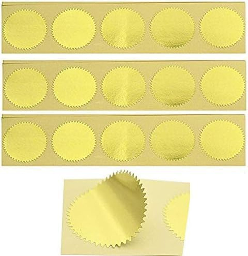 100pcs Gold Blank Embosser Stickers – 45mm Metallic Foil Embossing Stickers with