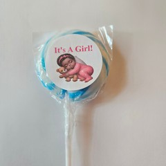 30 It’s A Girl Lollipop Seals 1.5″ Caucasian White Baby Envelope Labels