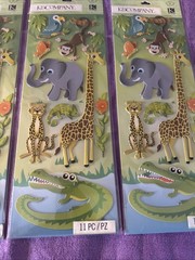 K & Company Adhesive Shipboard Stickers Featuring A Safari Theme 4 Sheets New