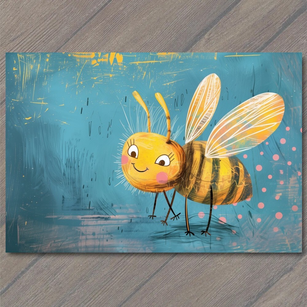 STICKER Bee Happy Cartoon Honeycomb Honey Bee Splendor Wings Spread Cute Fun